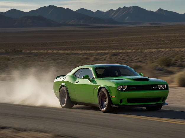 Photo black dodge hellcat srt driving on the road