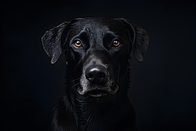 Черная собака на черном фоне Лабрадор-ретривер Уникальный декор стены