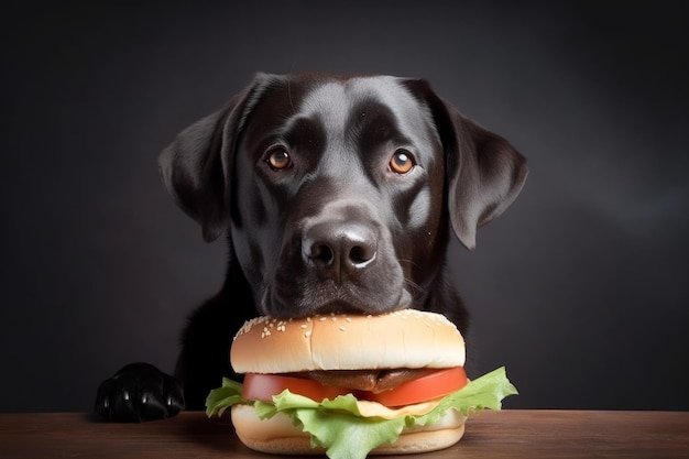 Black dog care hamburger Generate AI