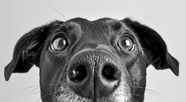 Foto cane nero che guarda la telecamera