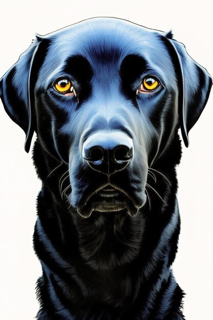 Black dog portrait Labrador Retriever illustration generative ai