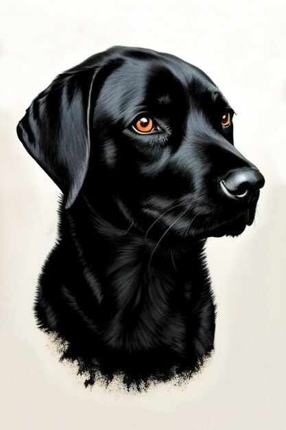 Black dog portrait Labrador Retriever illustration generative ai