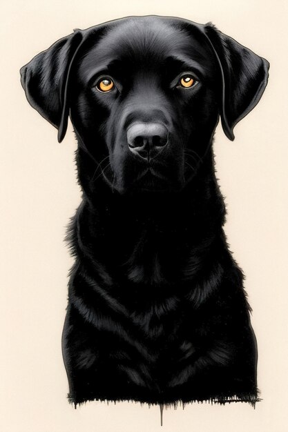 Black dog portrait Labrador Retriever illustration generative ai