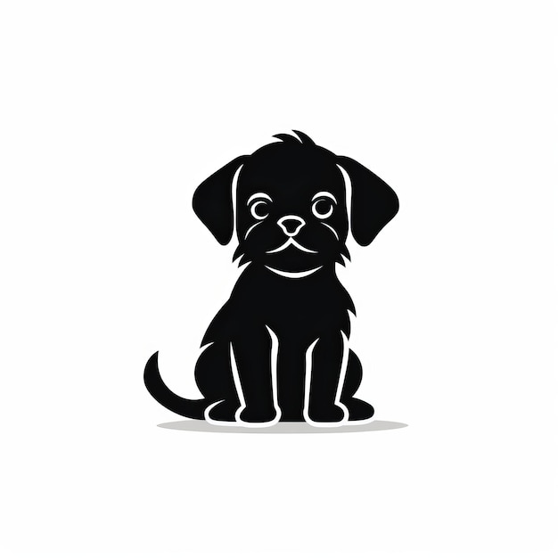 Black Dog Silhouette Cute Puppy Vector Icon In Ravi Zupa Style