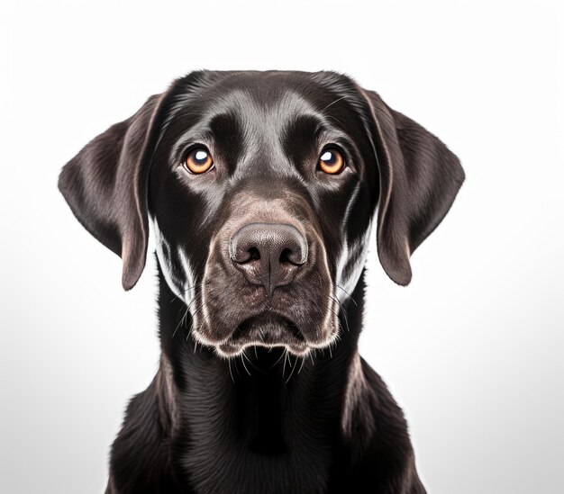 A black dog with a brown nose and a black nose.