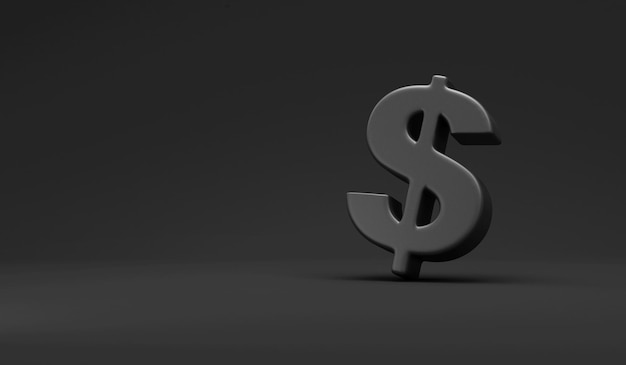 Black Dollar Sign on black studio background