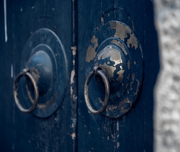 Black door panel and copper lock