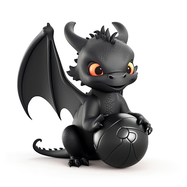 A black dragon figurine with a black dragon on its back.