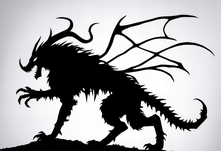 फोटो a black dragon with a dragon head on it