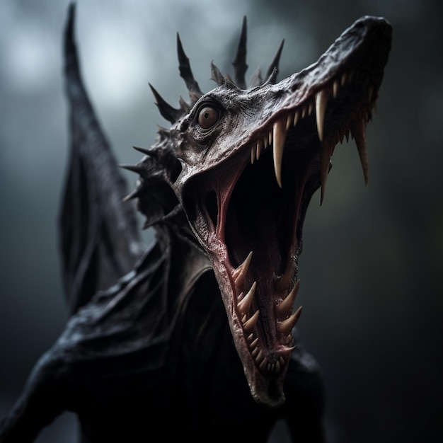 a black dragon with sharp teeth and sharp teeth.