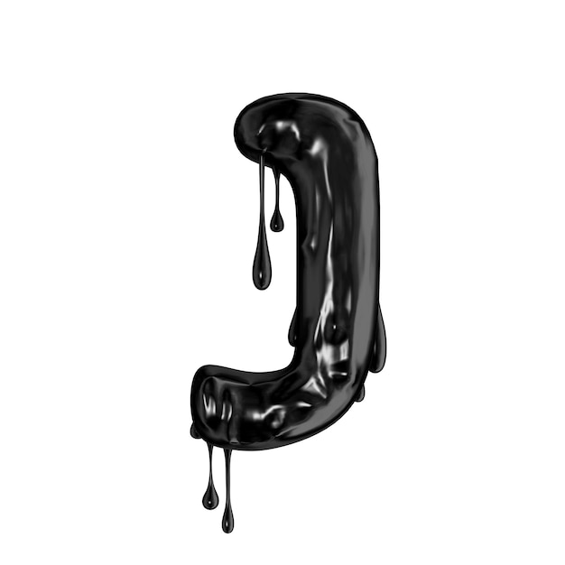 Photo black dripping slime halloween capital letter j