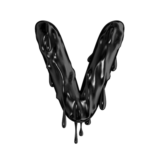 Black dripping slime halloween capital letter V