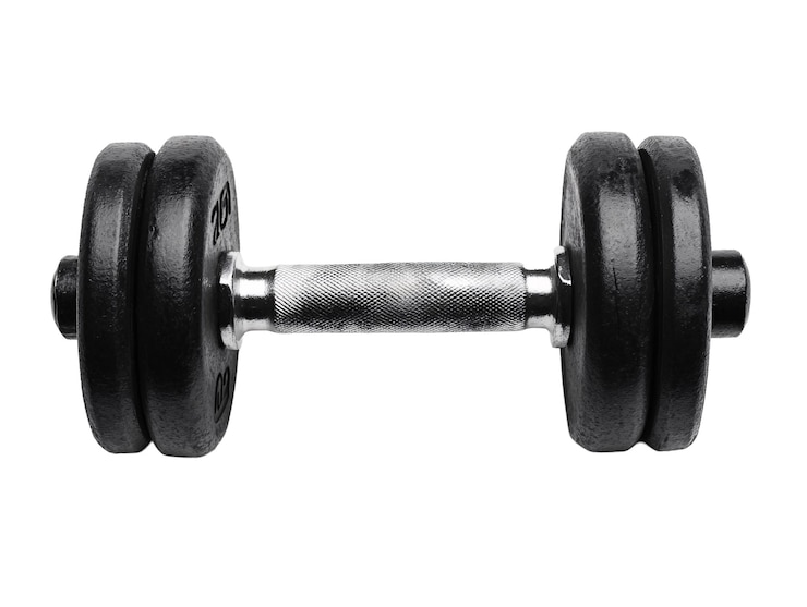 Photo a black dumbbell with a silver handle