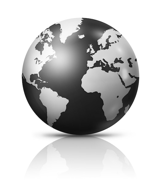 Photo black earth globe isolated on white background