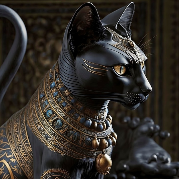 Photo black egyptian cat goddess bastet