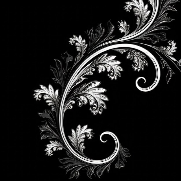 Black elaborate filigree corner borders on white background ai generated