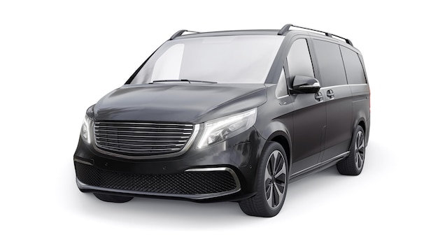 Black electric innovative minivan car 3d model isolated on white background 3d rendering