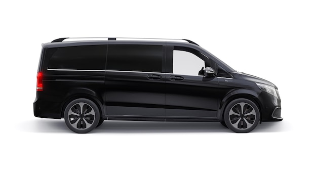 Photo black electric innovative minivan car 3d model isolated on white background 3d rendering