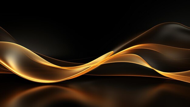 Photo black elegant background with wave gold line modern luxury