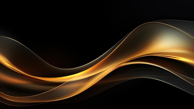 black elegant background with wave gold line modern luxury