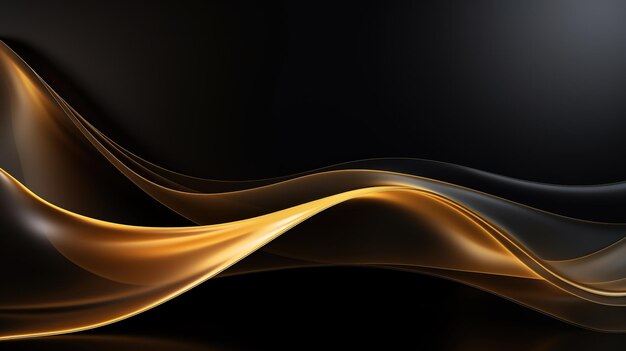 Photo black elegant background with wave gold line modern luxury