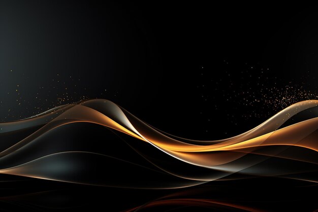 black elegant background with wave gold line modern luxury