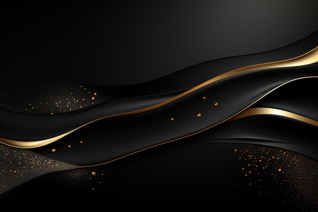 black elegant background with wave gold line modern luxury