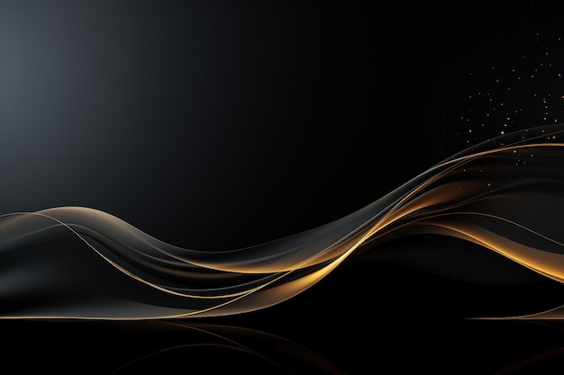 black elegant background with wave gold line modern luxury