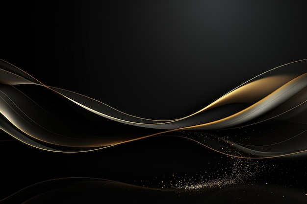 black elegant background with wave gold line modern luxury