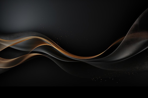 black elegant background with wave gold line modern luxury