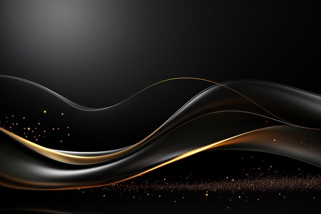 black elegant background with wave gold line modern luxury