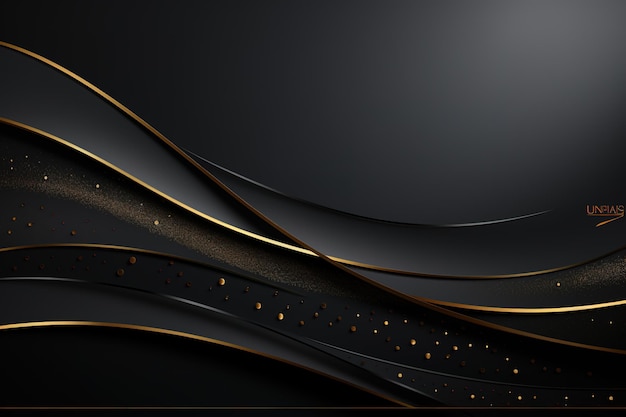 black elegant background with wave gold line modern luxury