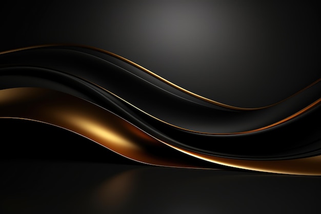 black elegant background with wave gold line modern luxury