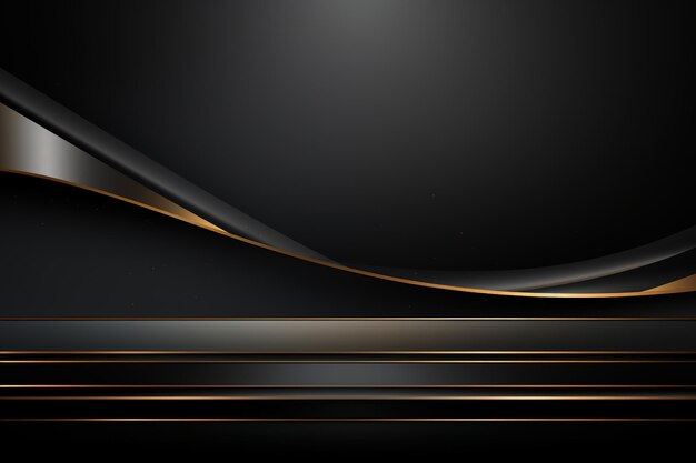 Photo black elegant background with wave gold line modern luxury