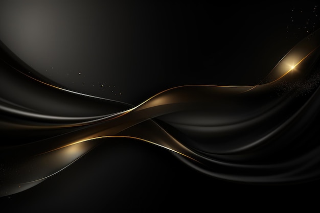 black elegant background with wave gold line modern luxury