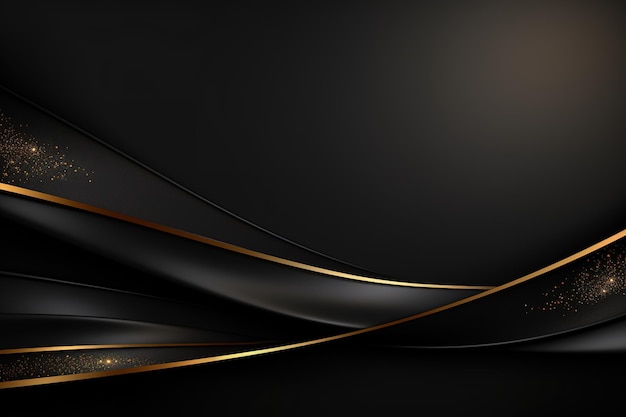 black elegant background with wave gold line modern luxury