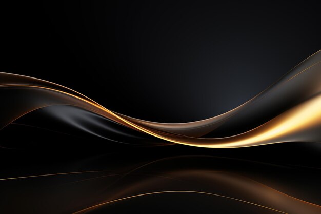 Photo black elegant background with wave gold line modern luxury