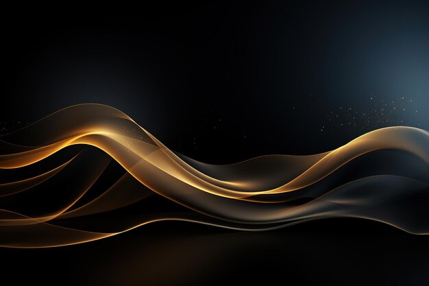 black elegant background with wave gold line modern luxury