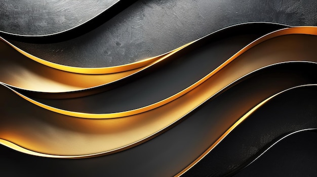 black elegant background with wave gold line modern luxury