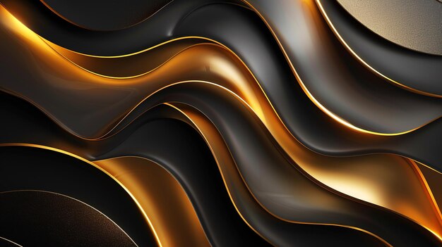 black elegant background with wave gold line modern luxury