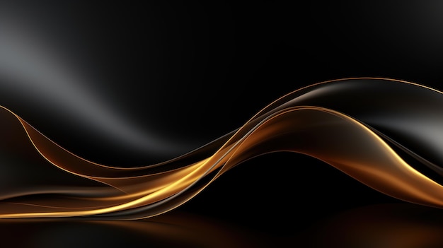 black elegant background with wave gold line modern luxury