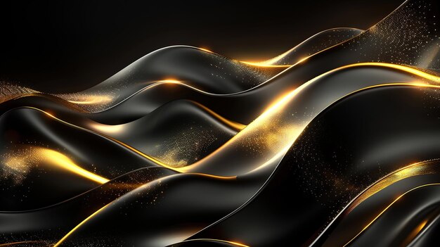 black elegant background with wave gold line modern luxury