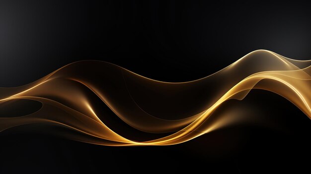 Photo black elegant background with wave gold line modern luxury