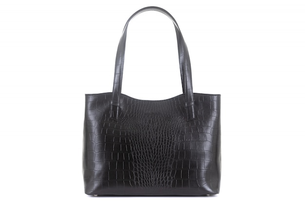 Black elegant leather women bag with handle