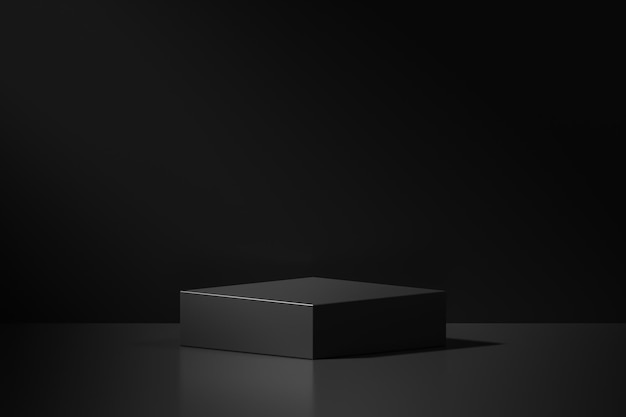 Black elegant podium stage background 3d presentation scene with abstract light empty pedestal show product platform or luxury modern dark studio mockup space and minimal display stand blank concept