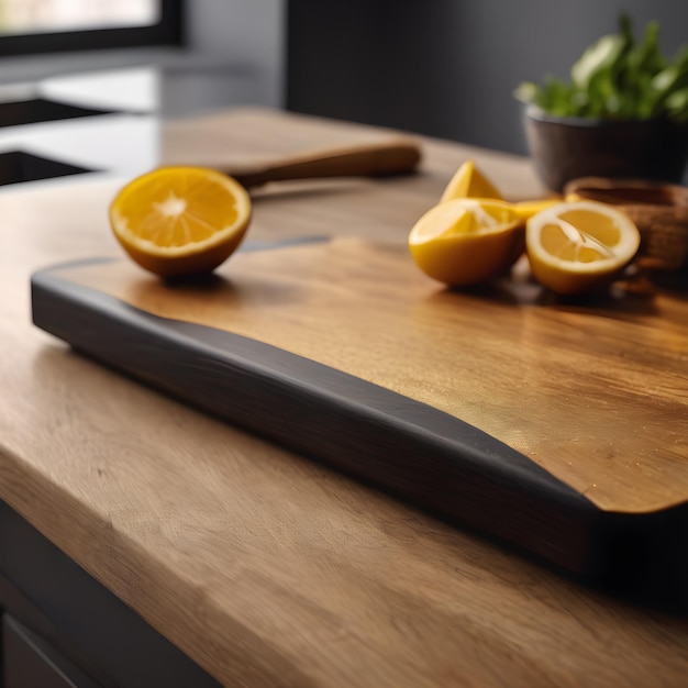 Black empty cutting board Ai Generated