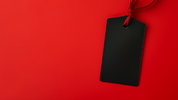 Photo black empty price tag on red background black friday concept template copyspace