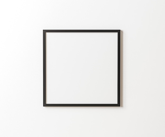 Black empty square frame mock up on white wall 11 ration white picture frame mockup 3d rendering