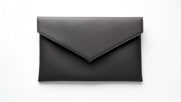 Black Envelope Clutch Bag isolated on white background with copy space for advertisement