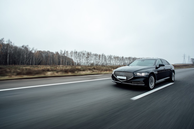 Black Executive auto in beweging